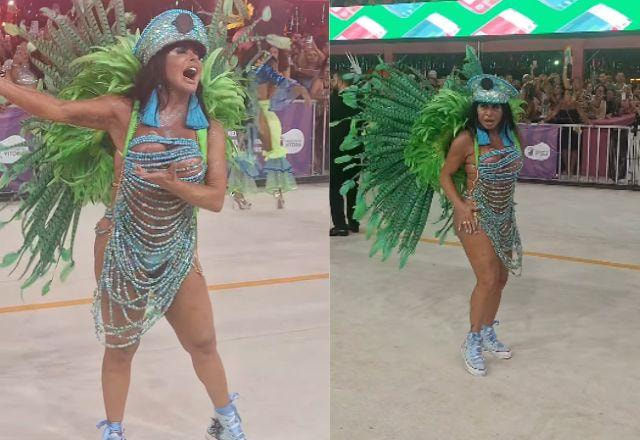 Gretchen desfila de tênis e celebra convite como rainha de bateria