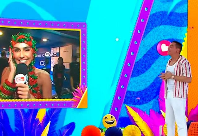 Deborah Secco sendo entrevista pelo leo Dias