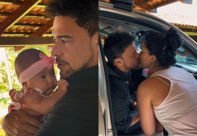 Zezé Di Camargo emociona ao se despedir da filha antes do trabalho