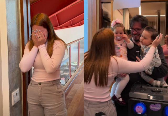 Viih Tube é recebida com surpresa emocionante por Eliezer e filhos após viagem