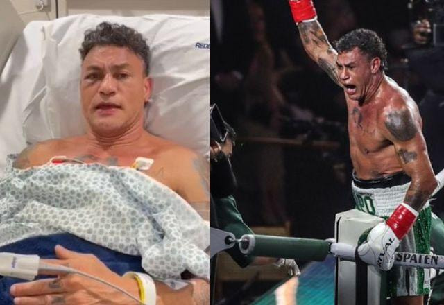 Popó no hospital e Popó comemorando a vitória