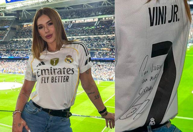 Virginia Fonseca usando camiseta do Real Madrid