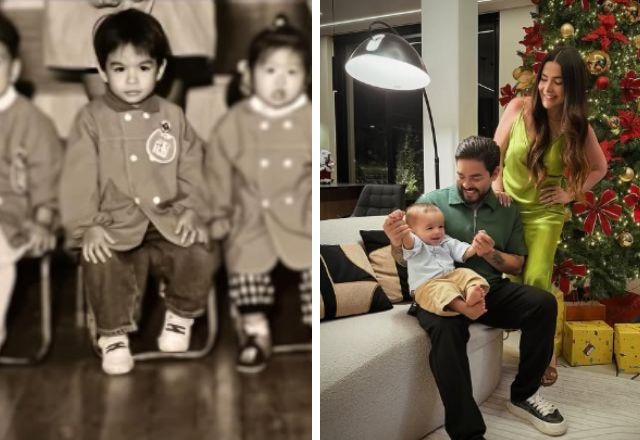 Yudi com o filho e a esposa.