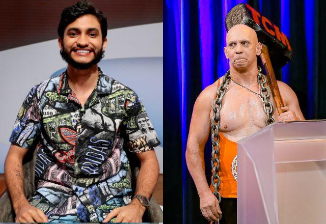 Leandro Leitte no Roda Solta e Tio Chico Marreta no palco do The Noite