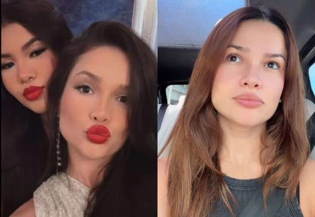 Na foto temos Juliette e sobrinha Laura, e um print da influenciadora falando em seus stories