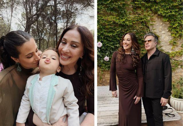 Claudia Raia posa com o marido e os filhos.