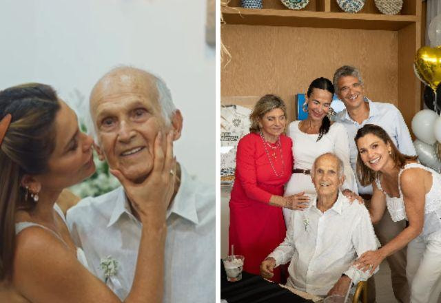 Flávia Alessandra abraça o pai em aniversário.