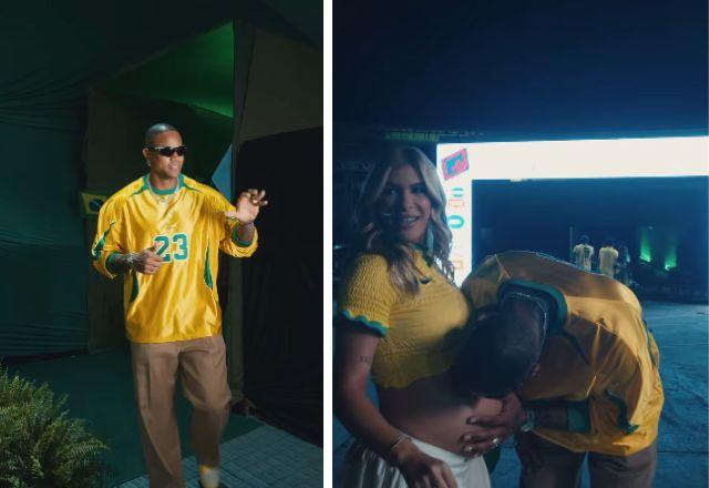 Léo Santana e Lore Improta em print de vídeo.