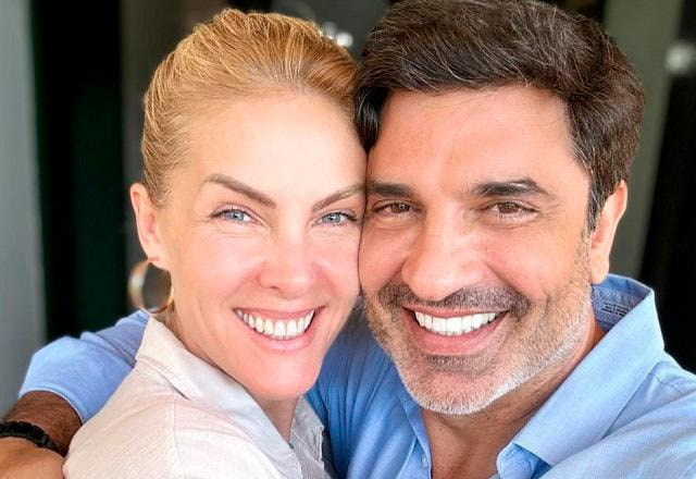 Ana Hickmann e Edu Guedes posam juntos para foto.