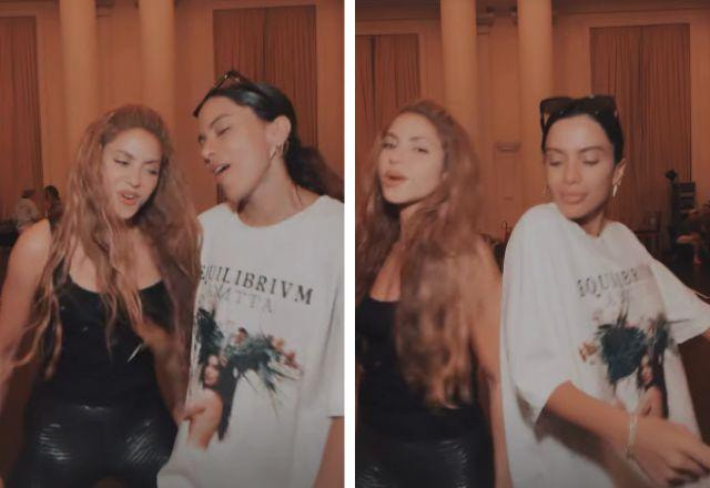 Shakira e Anitta dançam em vídeo.