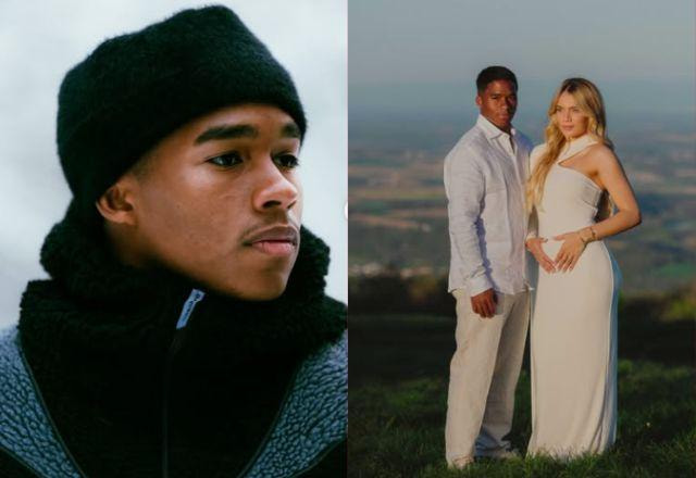 Na foto temos Endrick e Gabrielly Miranda. A influenciadora está com a mão na barriga anunciam gravidez