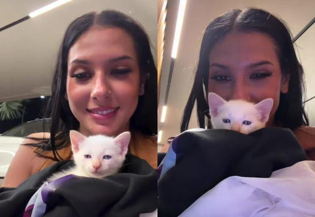Ana Castela mostra novo gatinho e brinca com a madrugada de cuidados: "Agora que eu sou mãe"