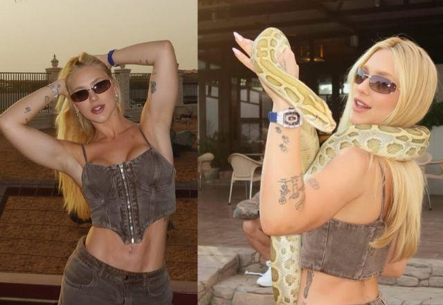 Virginia Fonseca posa com tigre e cobra em Dubai