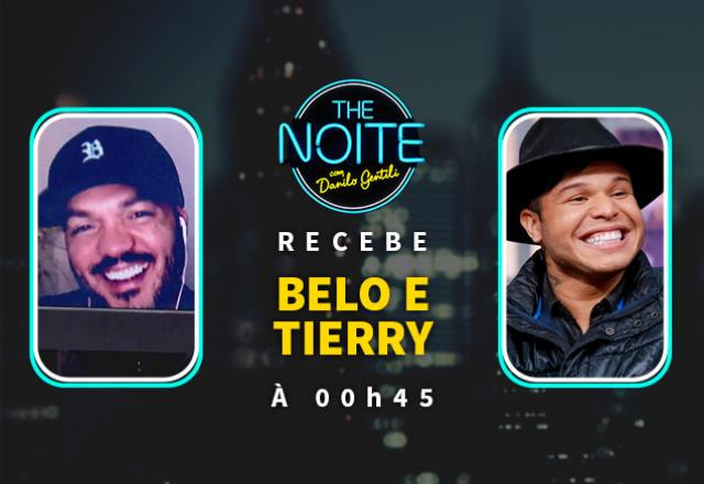 Na foto, Belo e Tierry em entrevista no palco do The Noite.