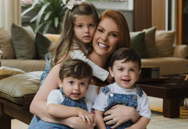 Bárbara Evans e filhos em foto