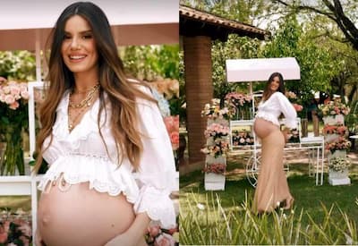 Camila Queiroz celebra chá de bebê em clima romântico com Klebber Toledo