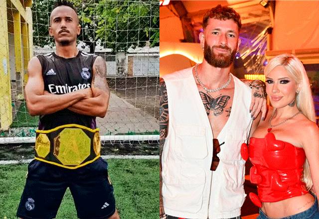 Sósia de Éder Militão tieta Leo Pereira e Karoline Lima; veja foto