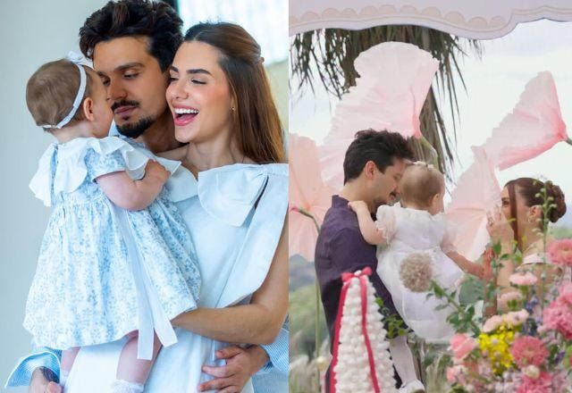 Luan Santana e Jade Magalhães fazem festa luxuosa de 1 ano da filha com tema de carrossel encantado