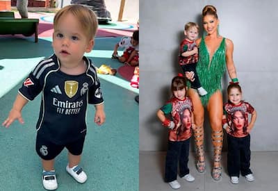 Filho de Virginia surge com camisa do Real Madrid na casa de Vini Jr.