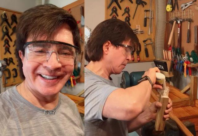 Xororó encanta ao consertar brinquedo feito para os netos