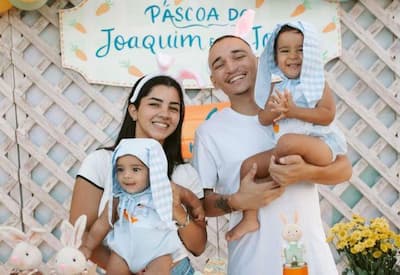 João Gomes celebra 6 meses do filho Joaquim com festa de Páscoa